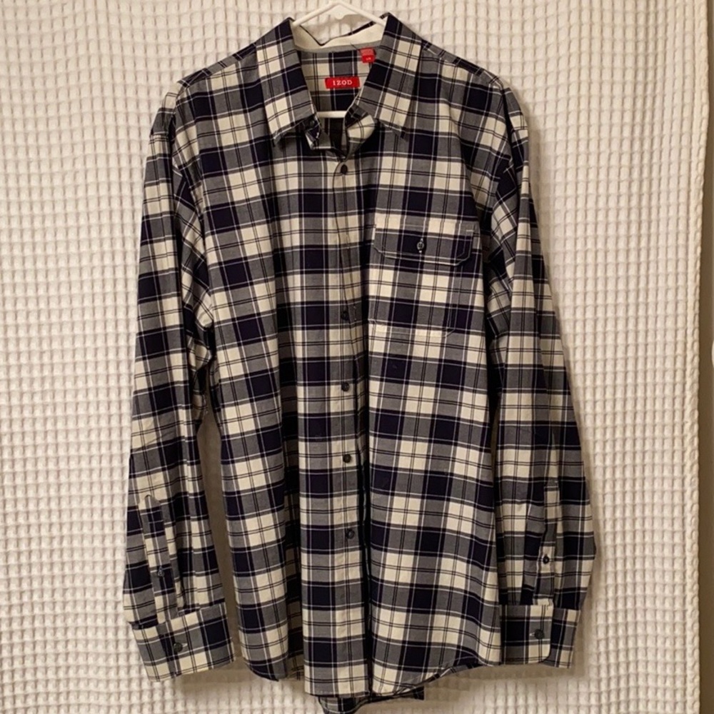Navy Plaid IZOD Button Down Shirt